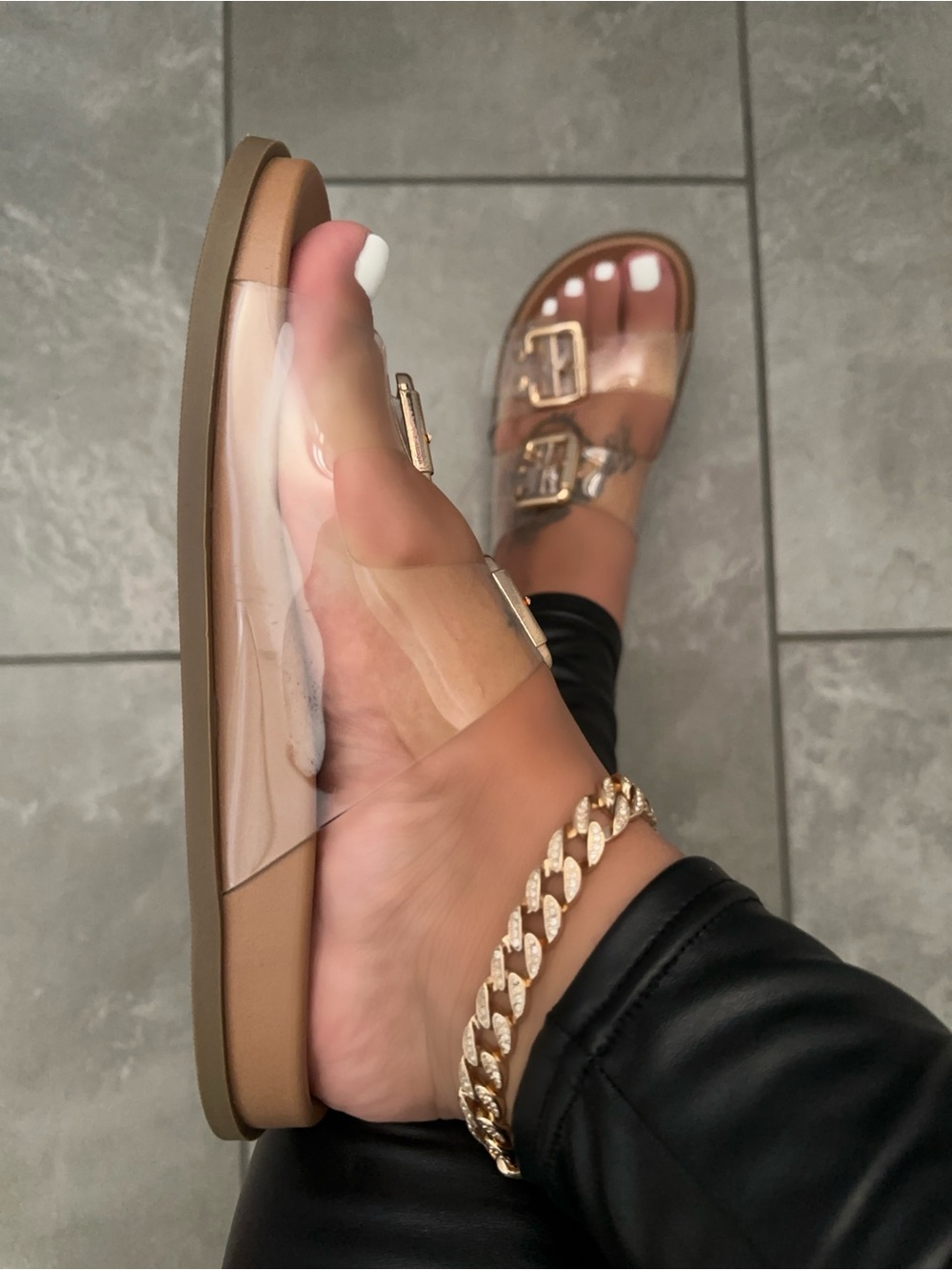 New! Clear soft PVC adjustable Double Buckle Platform Sandals | Casual Slides - Picture 6 of 6